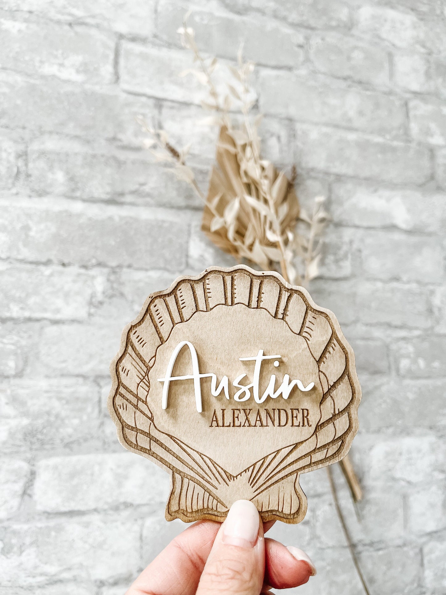 Sea Shell Collection // LASER ENGRAVE Birth Month, Birth Announcement, Baby Plaque