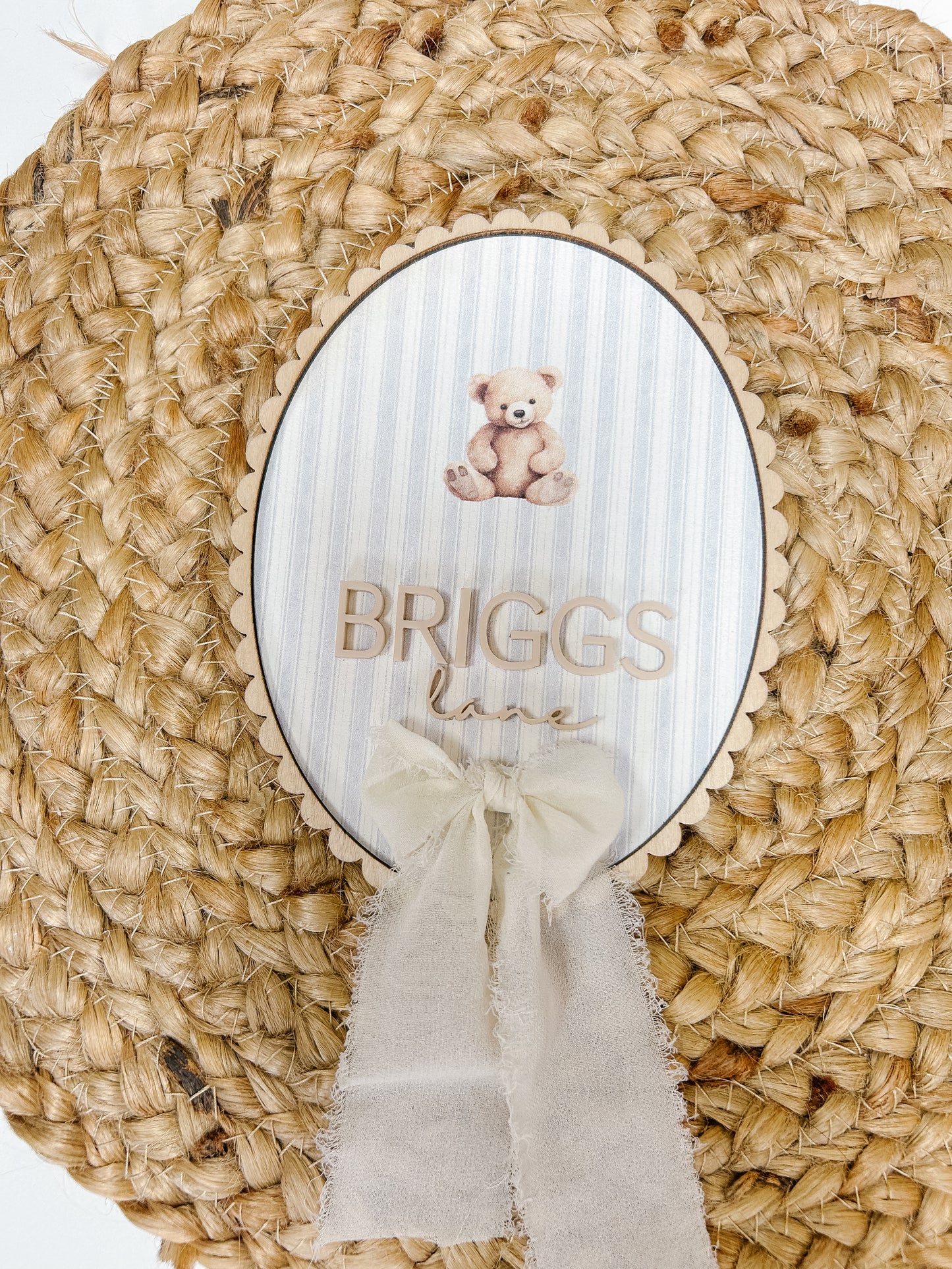 Blue Stripes Teddy Bear Birth Announcement