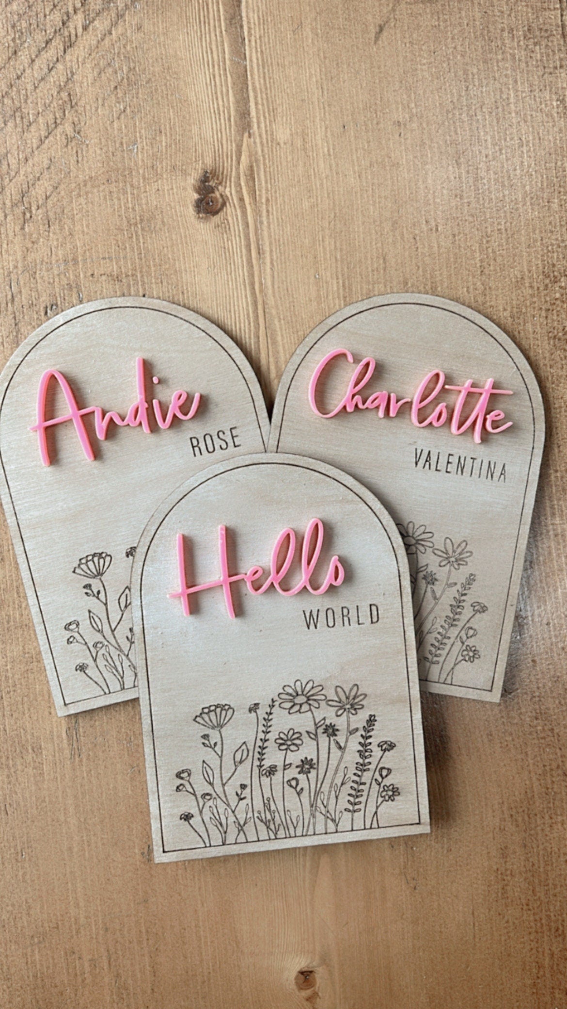 Arched Floral Baby Annoucement