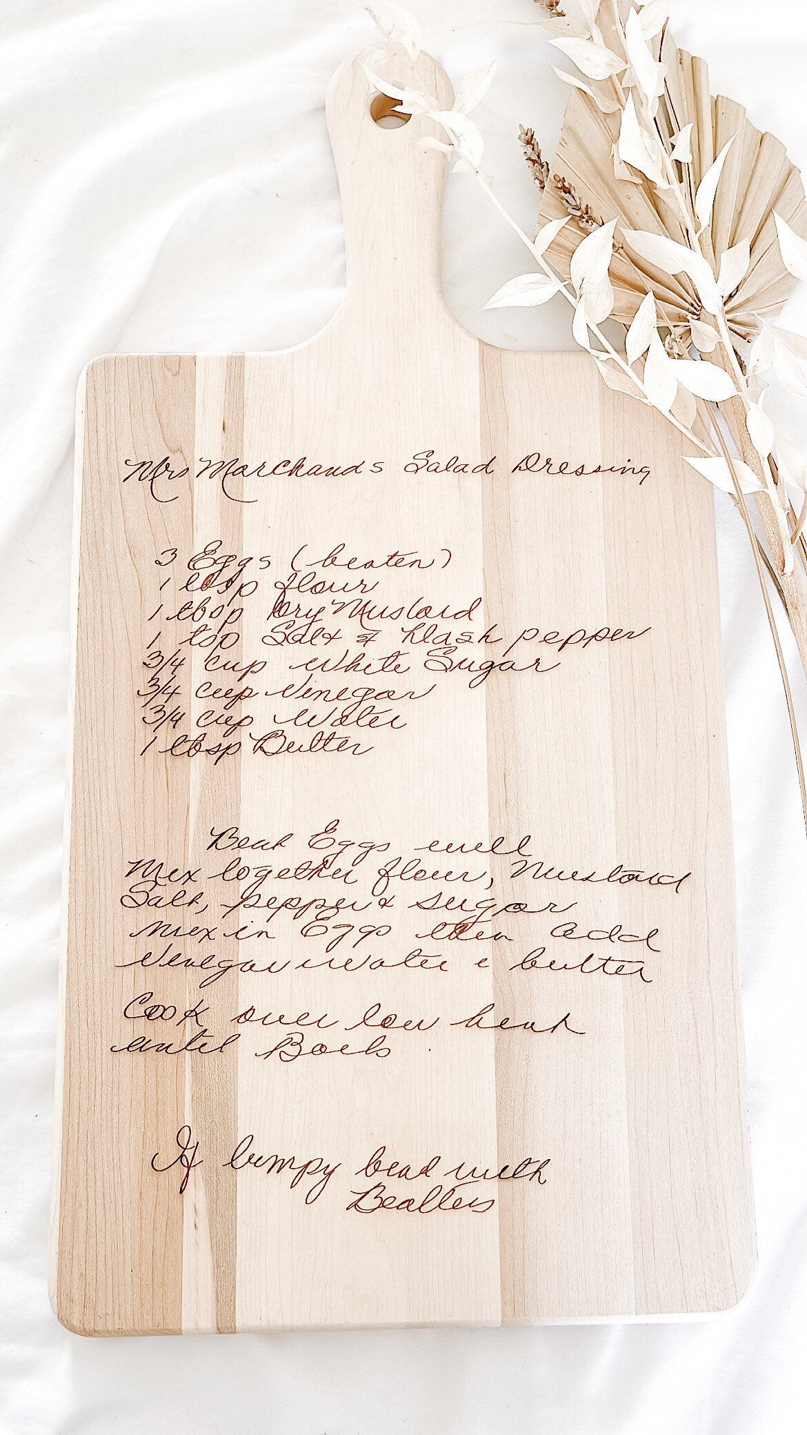 Handwritten Recipe Cutting Board // LASER ENGRAVED