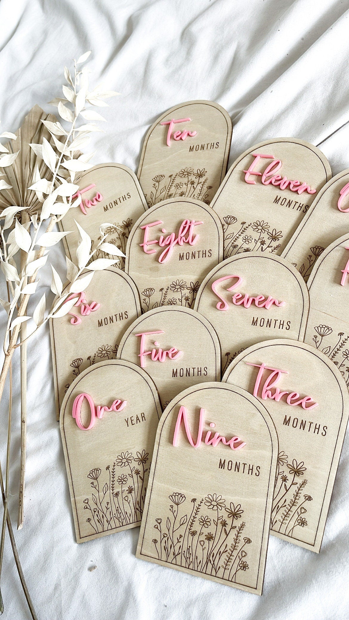 Arch Floral Birth Month Milestone Announcement