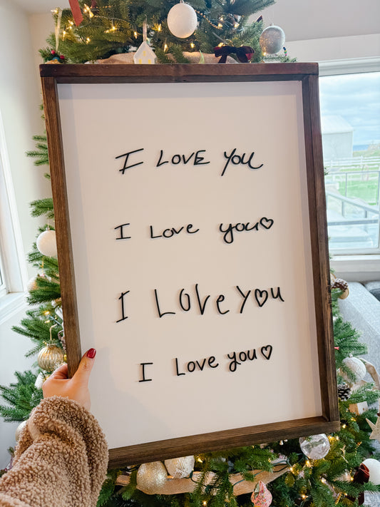 Handwritten I Love You Sentimental Sign 3D
